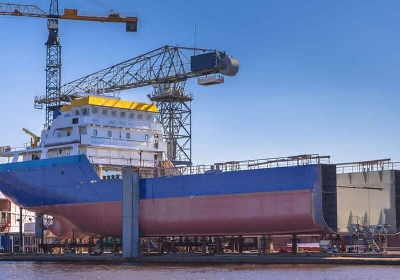 Ship Being Constructed on a Wharf in the Netherlands